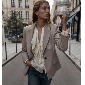 ZARA HERRINGBONE WOOL BLAZER